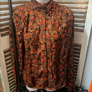 Vintage EJHarper Red and Brown Casual Button Down Shirt